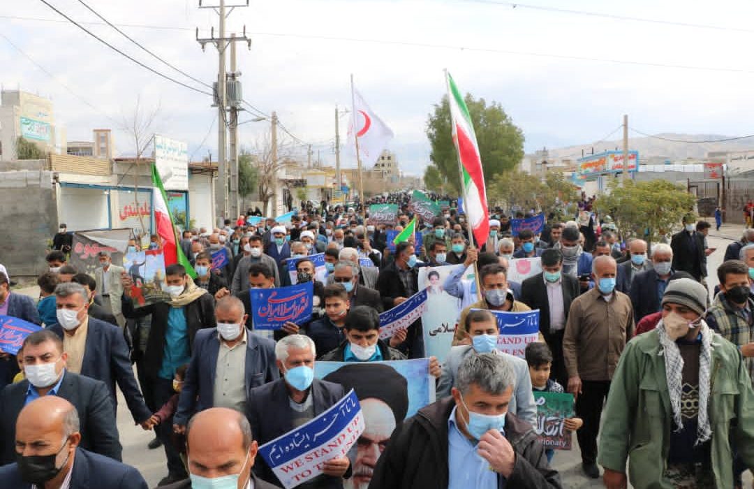 راهپیمایی باشکوه یوم الله ۲۲ بهمن در شهرستان باغملک برگزار شد